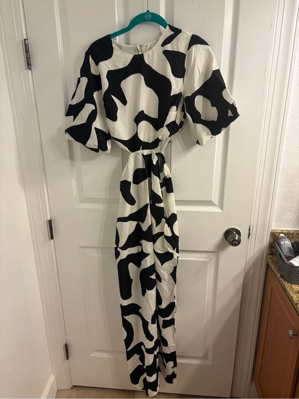 Abercrombie & Fitch Black and White Abstract Cutout Maxi Dress